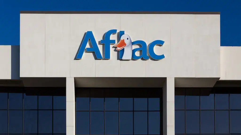 Aflac Insurance corporate building and trademark logo.