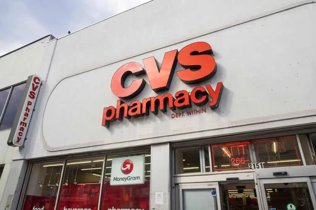 Close up of exterior CVS Pharmacy signage, representing CVS class action.