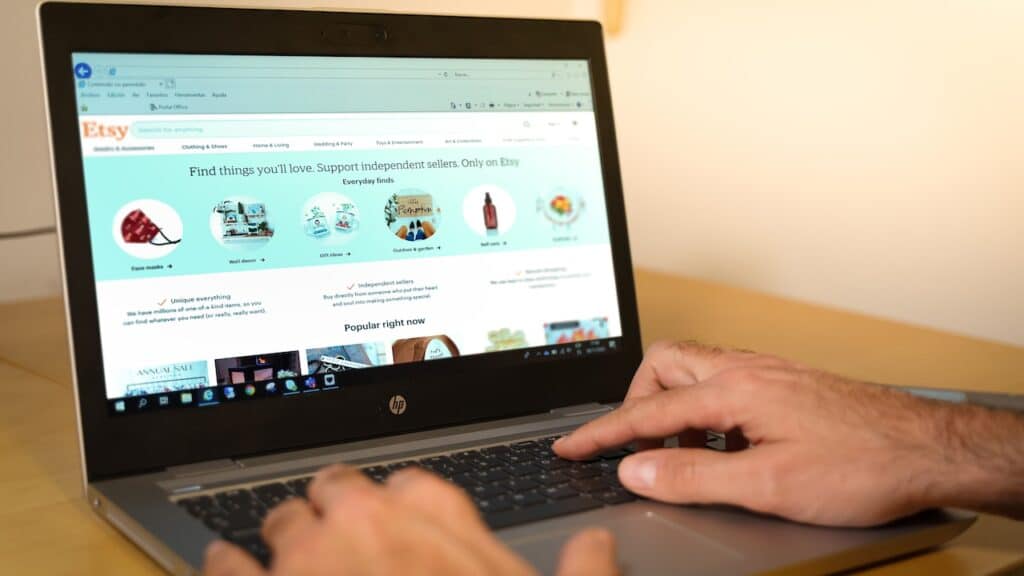 Etsy popular web page displayed on a modern laptop.