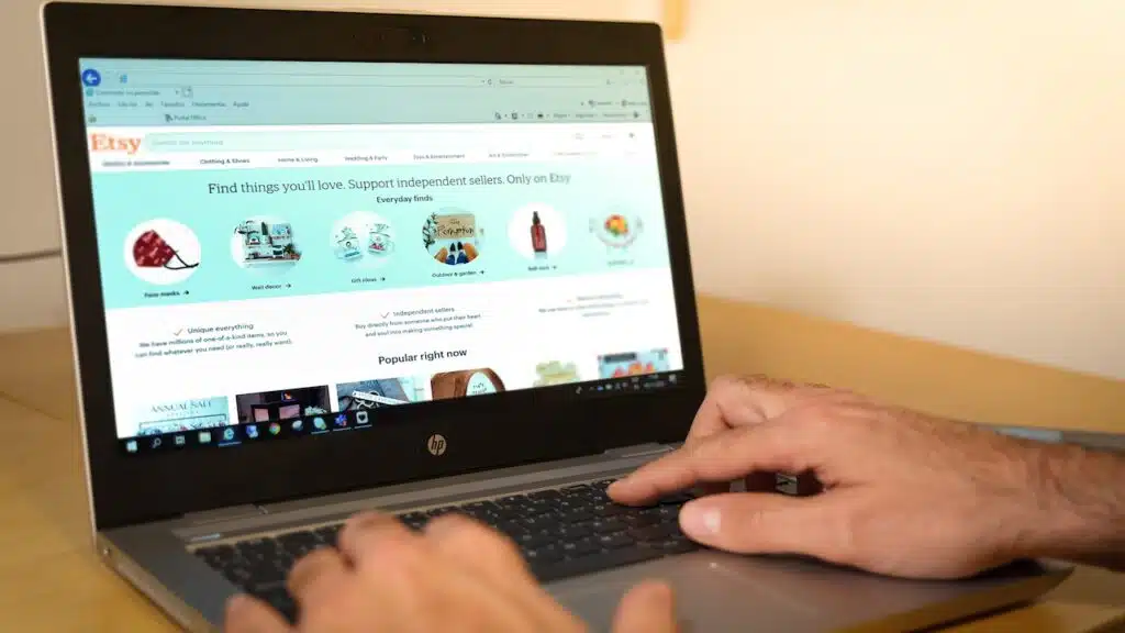 Etsy popular web page displayed on a modern laptop.