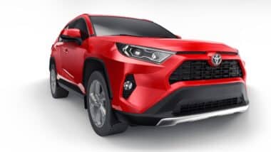 Toyota RAV4 SUV 2020 city red car isolated on white background.