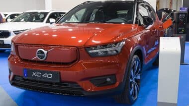 Volvo XC40 Recharge showcased at Automobile Barcelona 2021 in Barcelona, Spain.