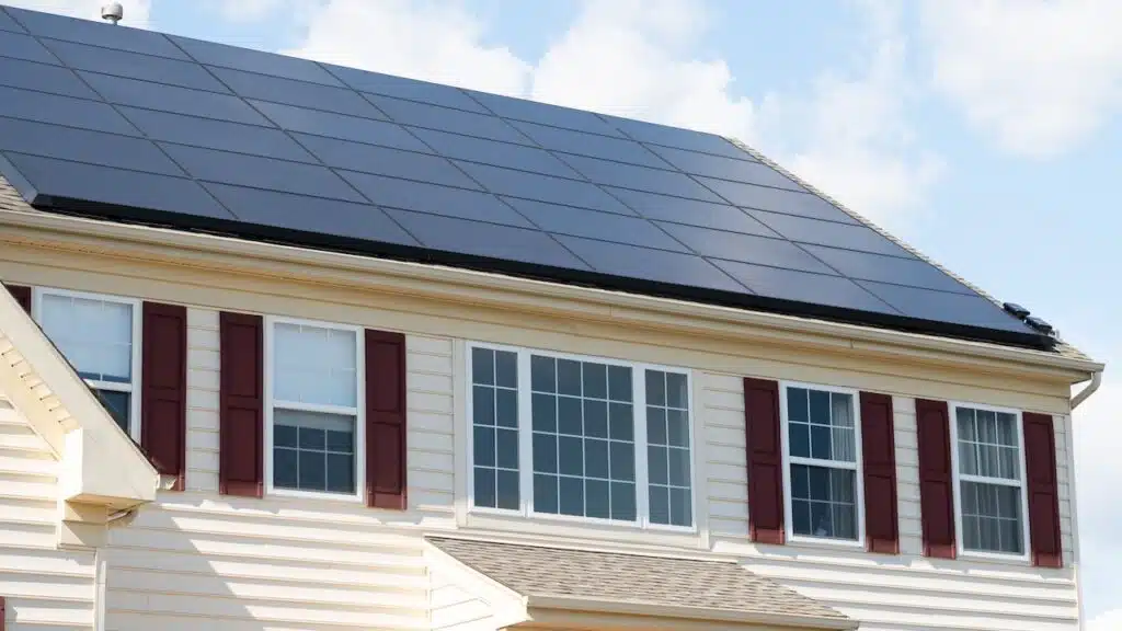 modern houses with solar panels on the roof for alternative energy technology power modern ecology new