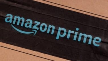 Amazon Prime Logo on Cardboard
