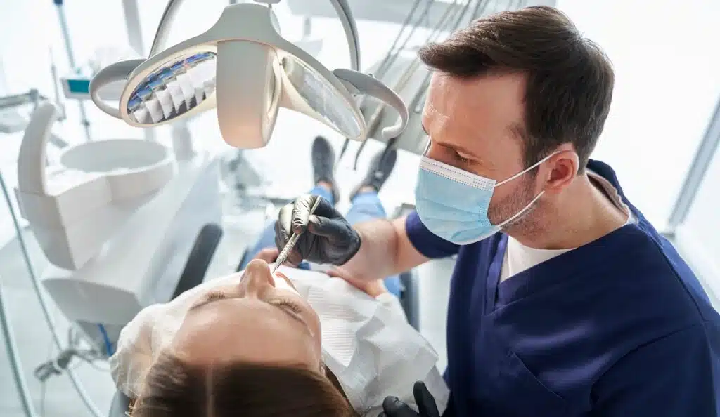 Woman having visit at the dentist