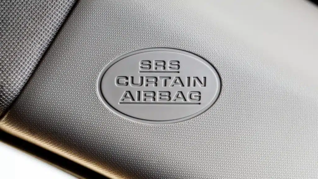 Side curtain airbag sign in car