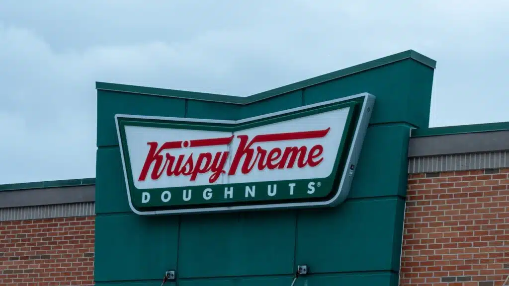 Closeup of Krispy Kreme restaurant