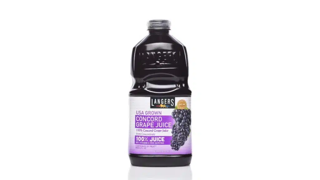 A bottle of Langers Concord Grape Juice.