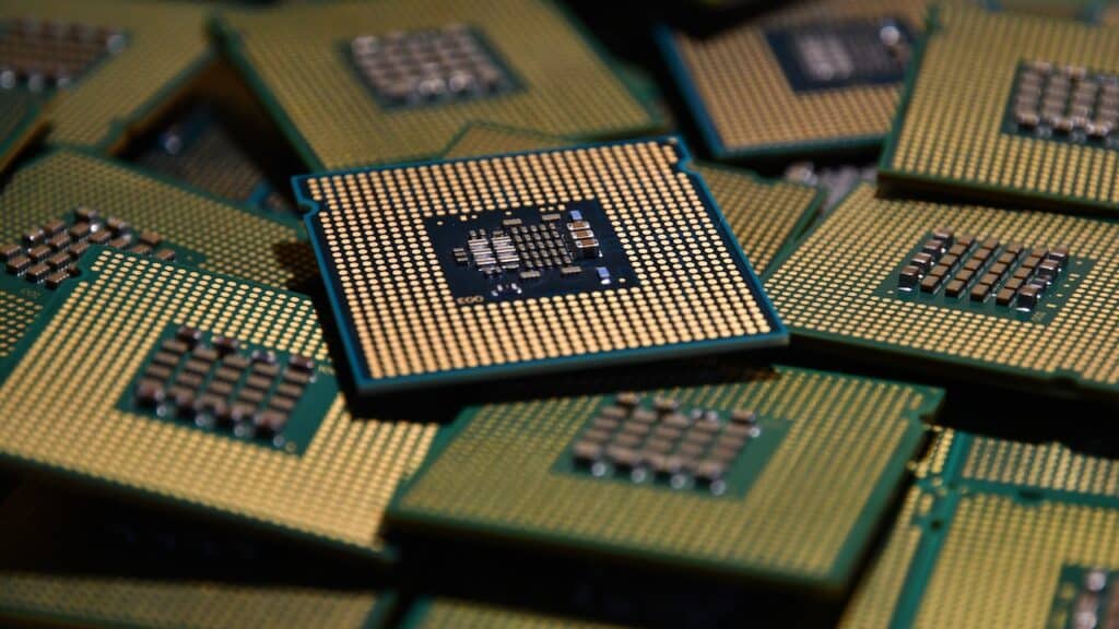 closeup of cpu chips. selective focusing.