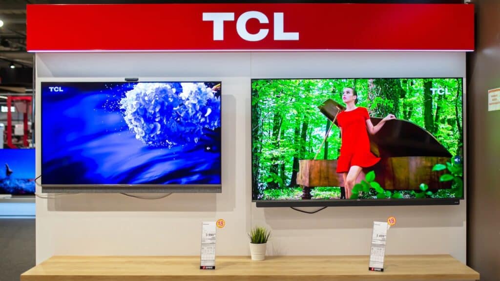 TCL TVs in an electronics store.