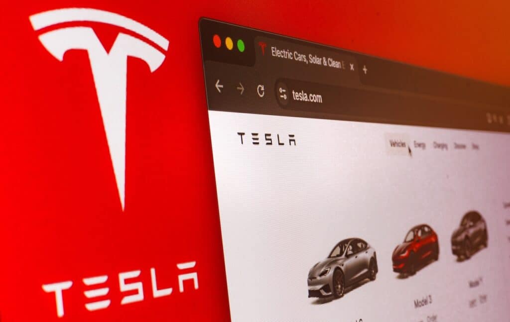 Close-Up of Tesla Logo on Website