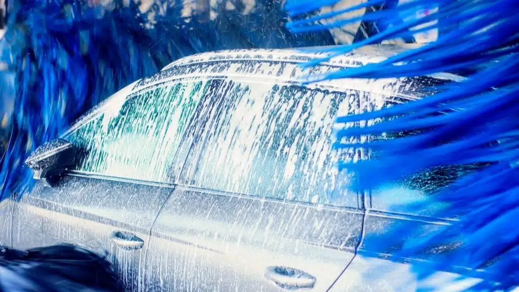 Automatic car wash in action