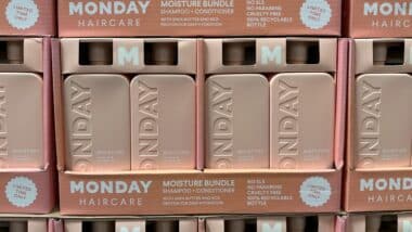 Monday brand hair care with shampoo and conditioner for sale at a Sams Club