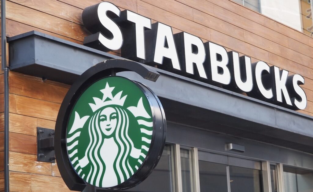 Signs on a Starbucks branch