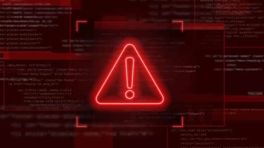 Danger sign. Hacked system or cyber attack.