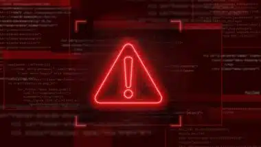 Danger sign. Hacked system or cyber attack.