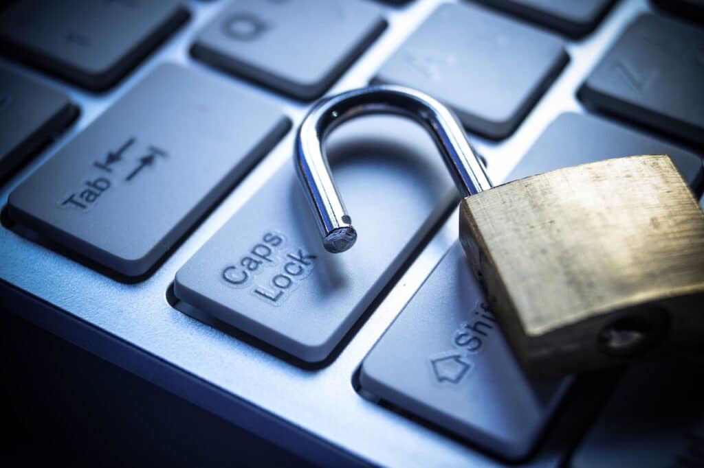 open security lock on computer keyboard