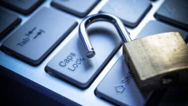 open security lock on computer keyboard