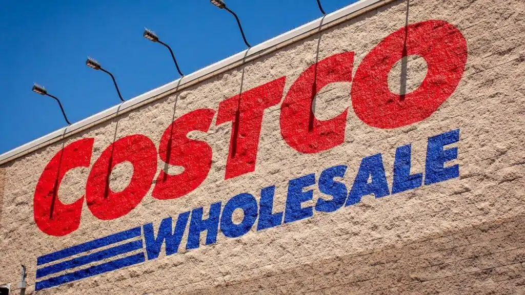 closeup of the sign of Costco Wholesale Corporation on one of the stores