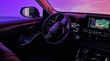 Toyota Highlander interior in the dark.
