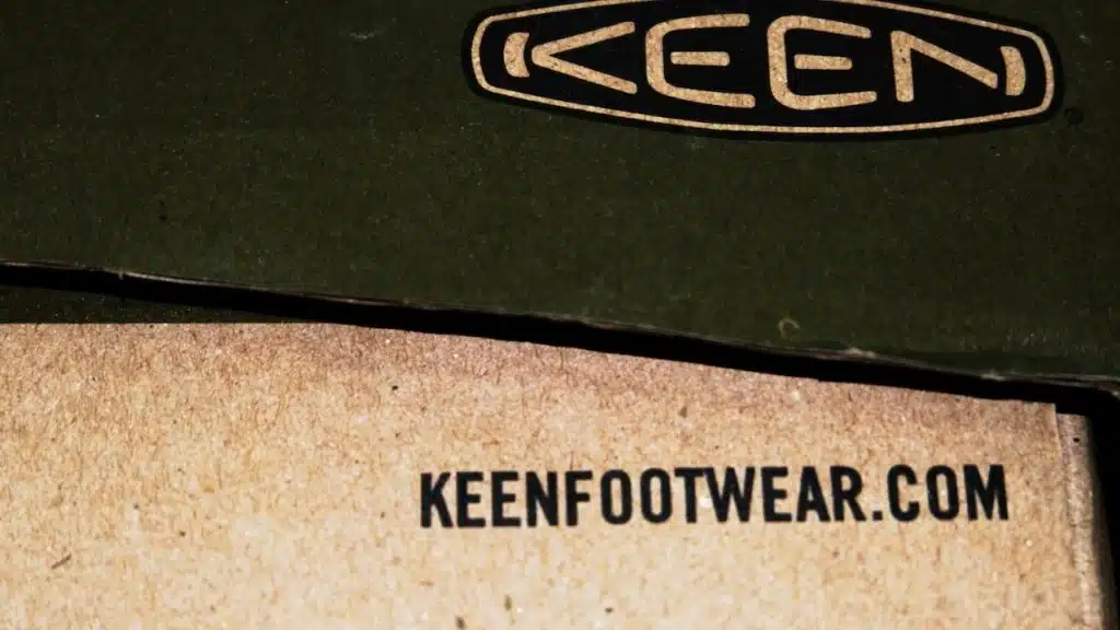 A Box of outdoor shoes ("Keen" brand)