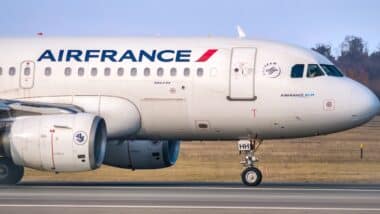 An Air France Airbus A319-111 (F-GRHH) airplane on the airport runway