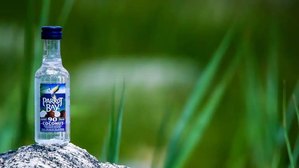 Small bottle with Parrot Bay Coconut Rum