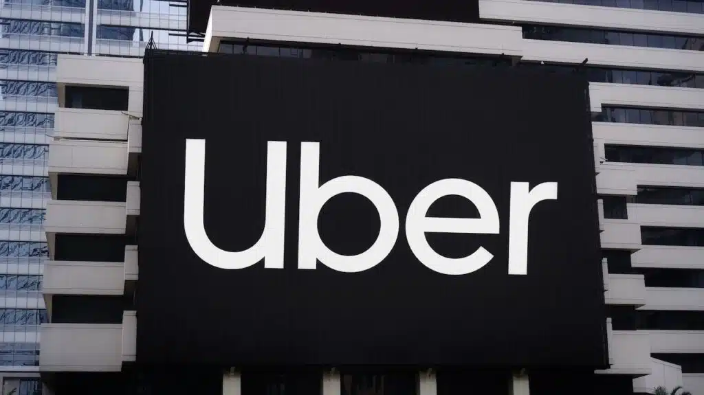 Uber Technologies, Inc. (Uber) logo seen on billboard.