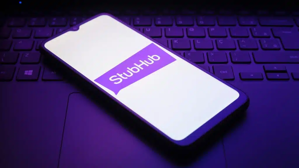 The StubHub logo appears on a smartphone screen in this illustration photo