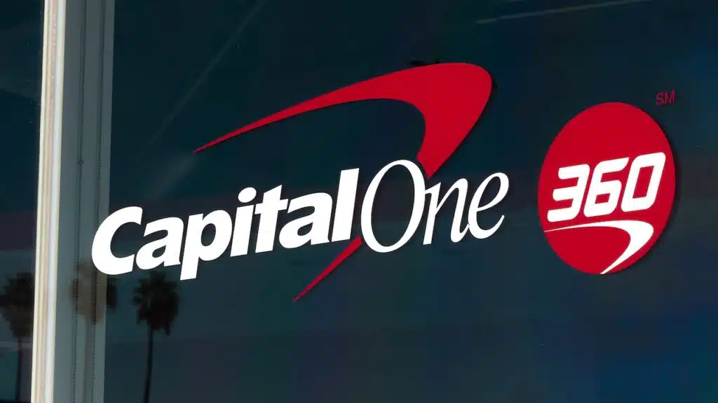 Capital One 360 bank exterior and logo.