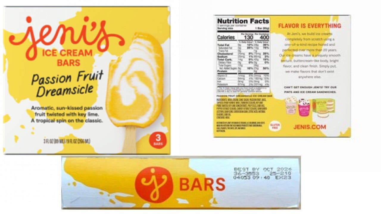 Jeni's recalls ice cream bars over undeclared wheat and soy allergens