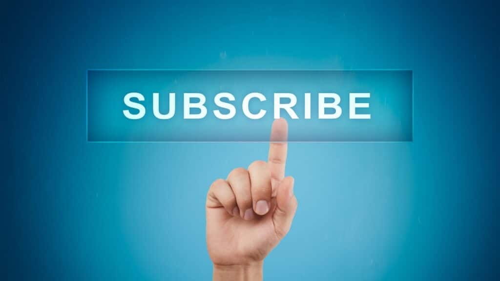 Subscribe now, subscription, newsletter button on virtual screen.