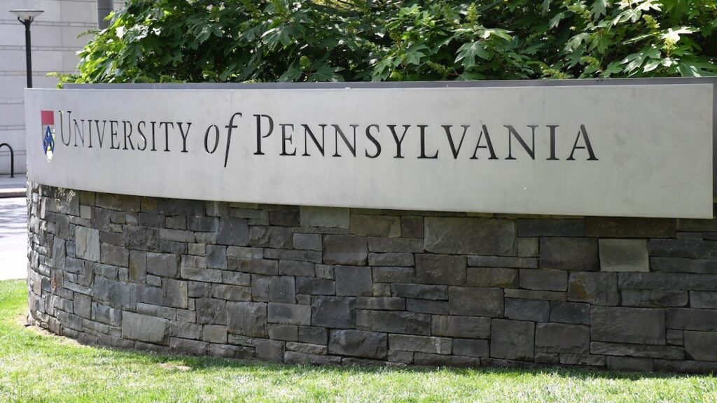 The University of Pennsylvania entrance sign
