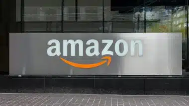 View at the Amazon store sign