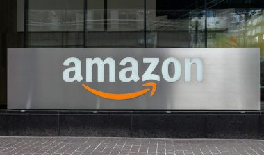 View at the Amazon store sign