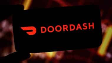 DoorDash company logo displayed on mobile phone