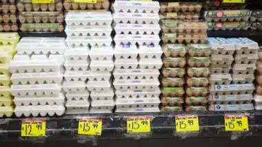 Egg prices soar at a local grocery store in the Inwood section of Manhattan.