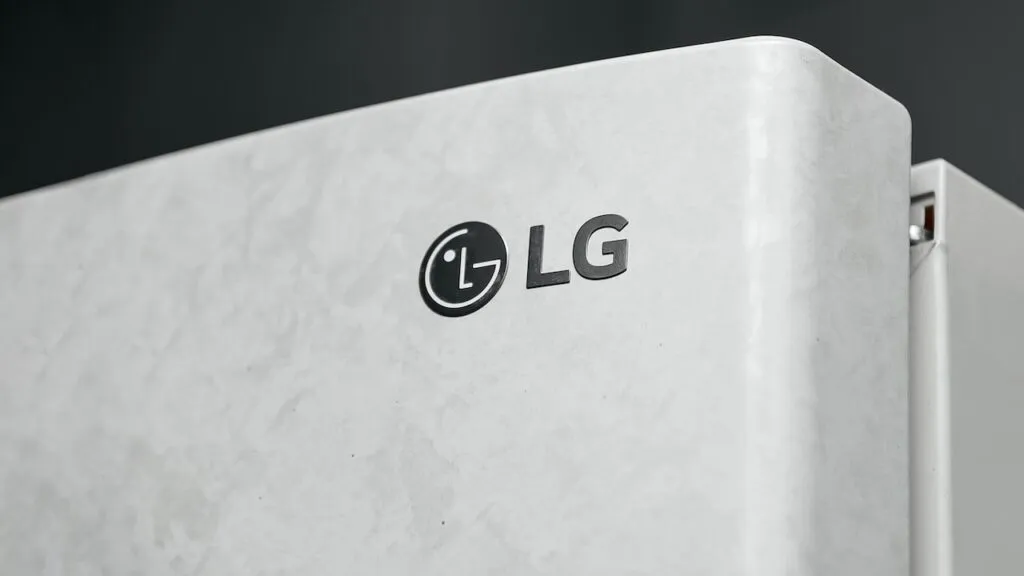 LG logo on white fridge