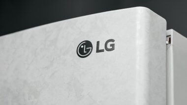 LG logo on white fridge