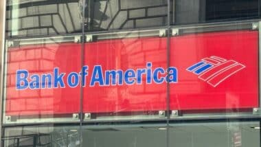 sign or lettering of Bank of America