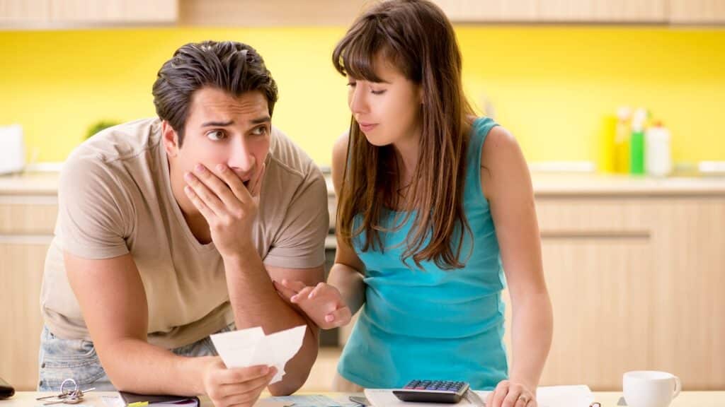 Young family struggling with personal finance