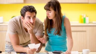 Young family struggling with personal finance