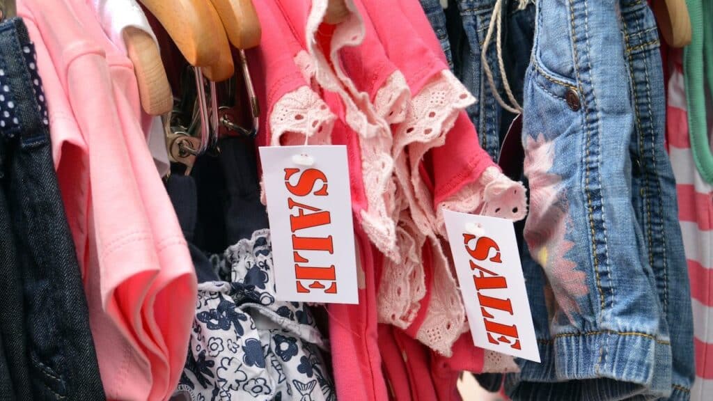 Kids Fashion labelled by a sale sign