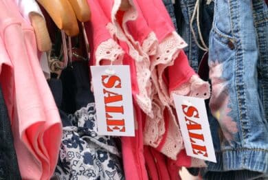 Kids Fashion labelled by a sale sign