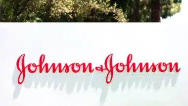 Johnson & Johnson sign at multinational corporation office in Silicon Valley.