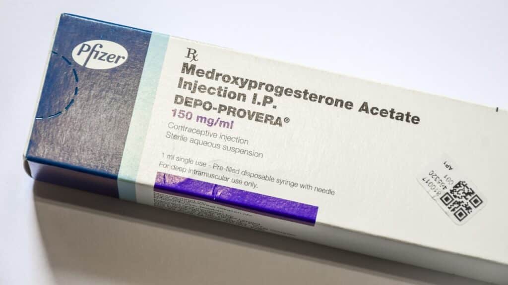 Depo-Provera isolated on white background.