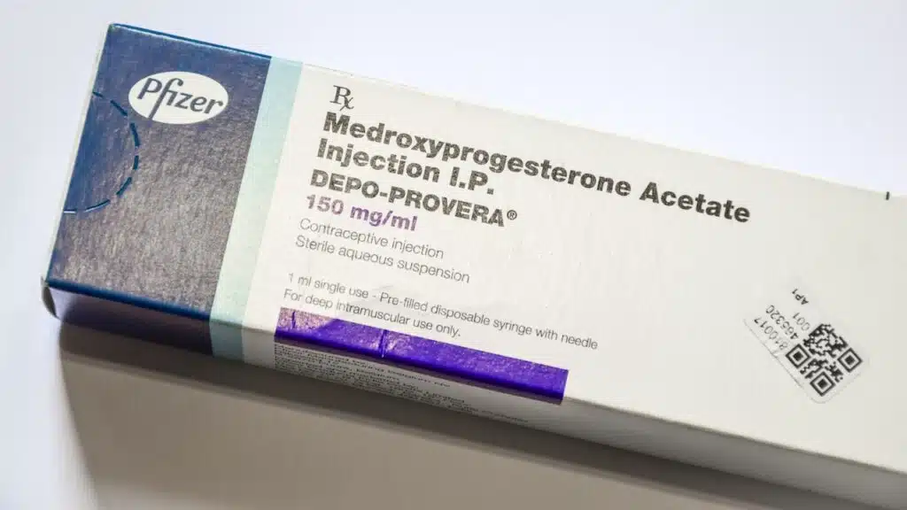 Depo-Provera isolated on white background.