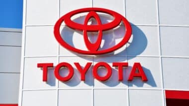Logo sign of Toyota car dealer