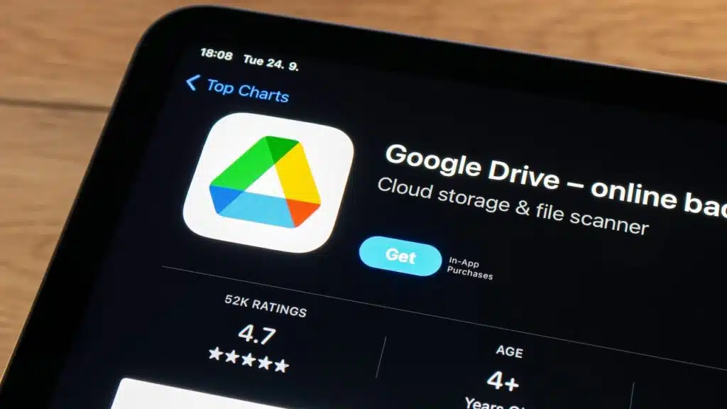 App store with Google Drive mobile cloud storage app to be installed