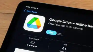 App store with Google Drive mobile cloud storage app to be installed
